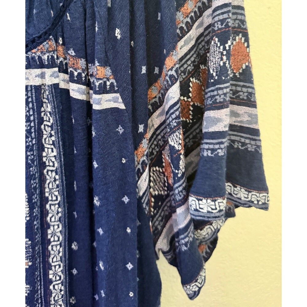Lucky Brand Womens 2X Blue Boho Paisley Print Tunic Top Short Sleeve Plus Size - Picture 5 of 7